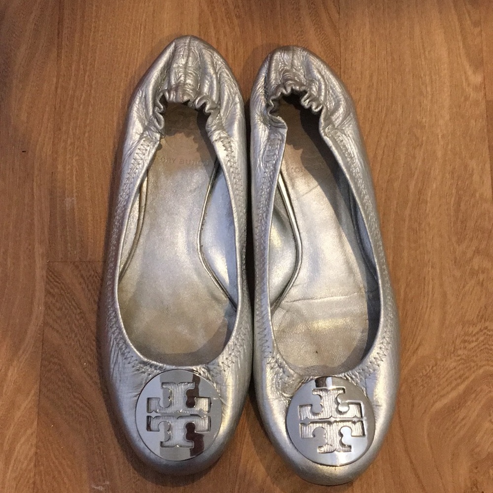 Silver Tory Burch flats